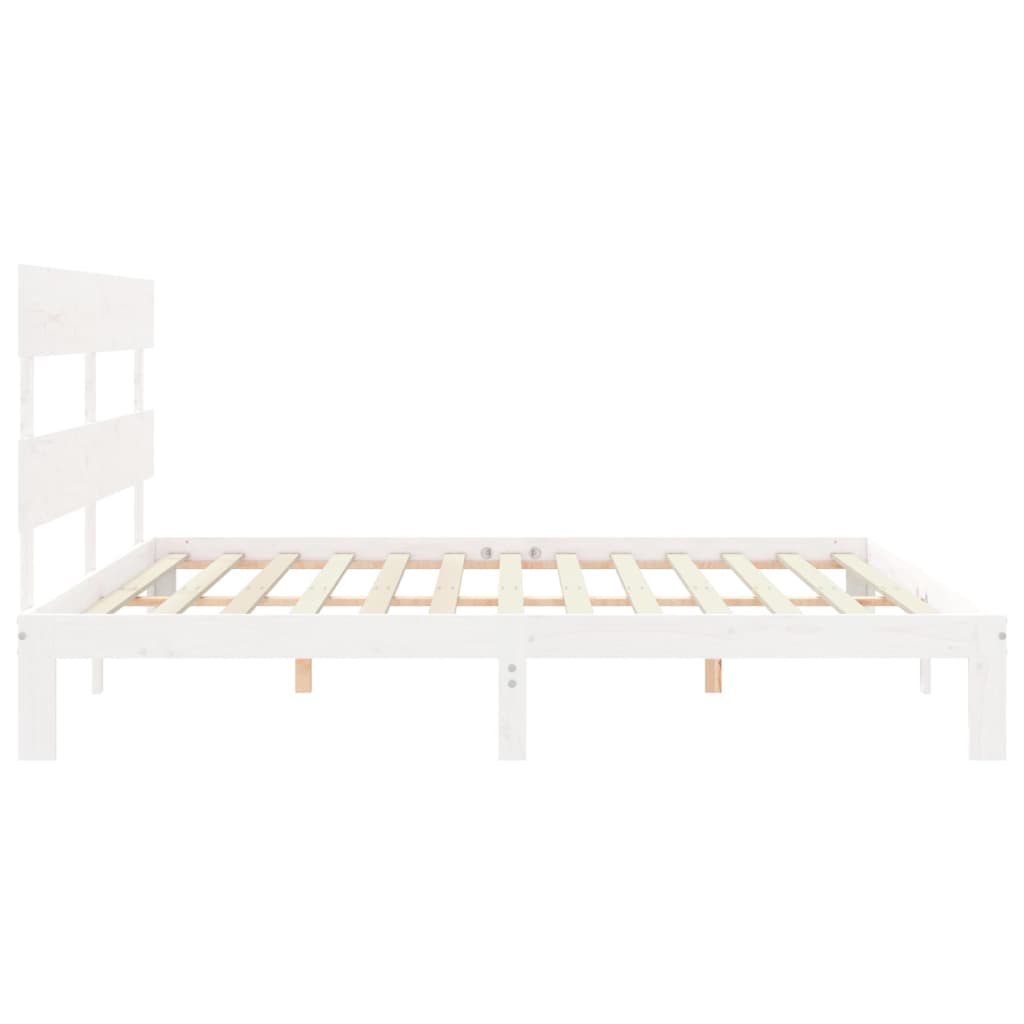 Cadre de lit sans matelas blanc bois massif de pin