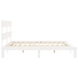 Cadre de lit sans matelas blanc bois massif de pin