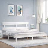 Cadre de lit sans matelas blanc bois massif de pin