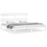 Cadre de lit sans matelas blanc 200x200 cm bois massif de pin