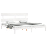 Cadre de lit sans matelas blanc 200x200 cm bois massif de pin