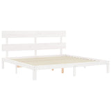 Cadre de lit sans matelas blanc 200x200 cm bois massif de pin