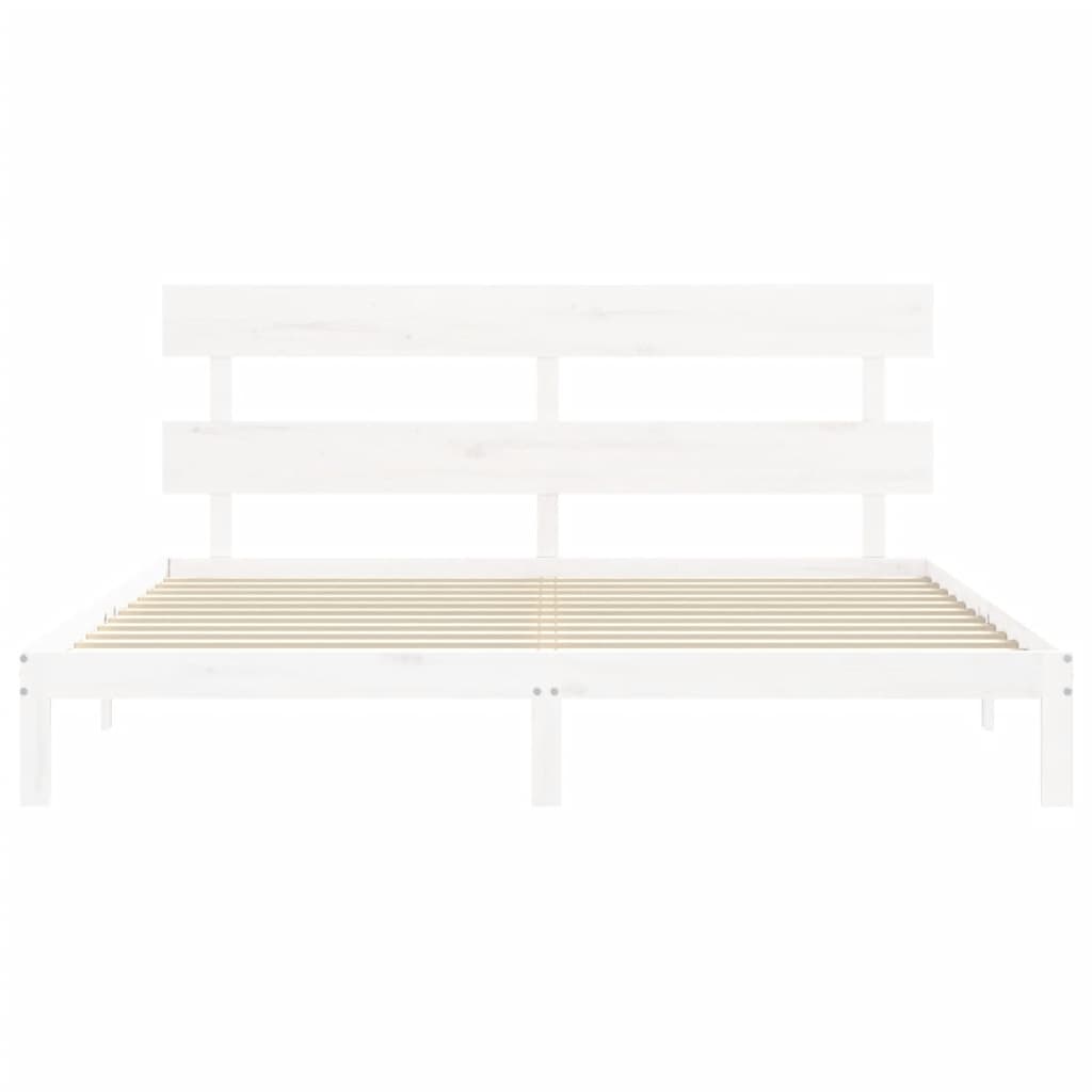 Cadre de lit sans matelas blanc 200x200 cm bois massif de pin