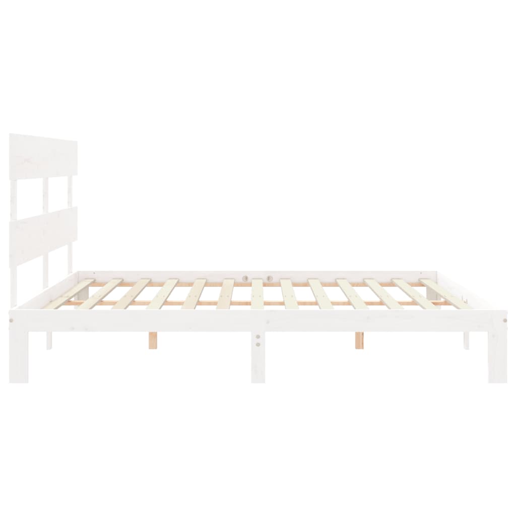 Cadre de lit sans matelas blanc 200x200 cm bois massif de pin