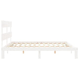 Cadre de lit sans matelas blanc 200x200 cm bois massif de pin