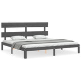 Cadre de lit sans matelas gris 200x200 cm bois massif de pin