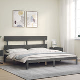 Cadre de lit sans matelas gris 200x200 cm bois massif de pin