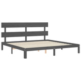 Cadre de lit sans matelas gris 200x200 cm bois massif de pin