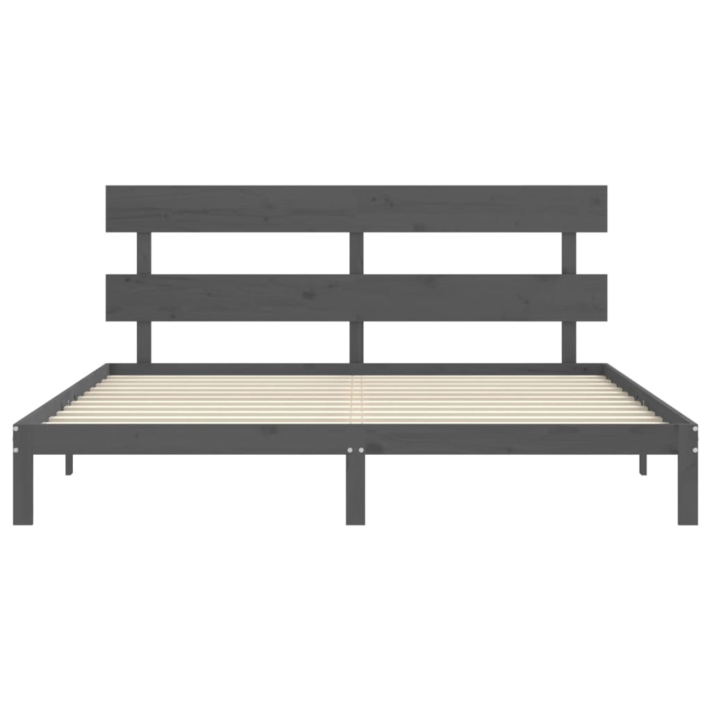 Cadre de lit sans matelas gris 200x200 cm bois massif de pin