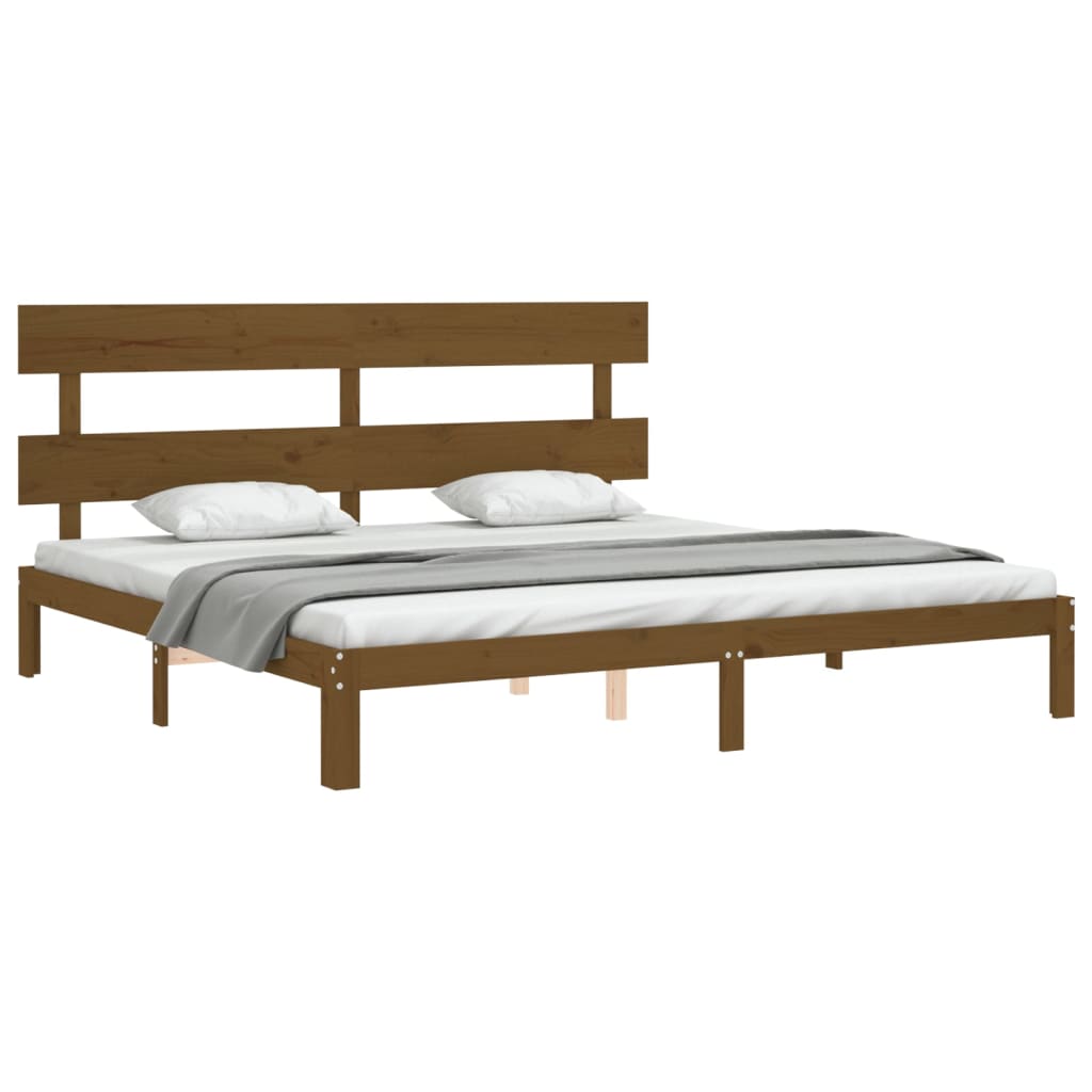 Cadre de lit sans matelas marron miel 200x200cm bois pin massif