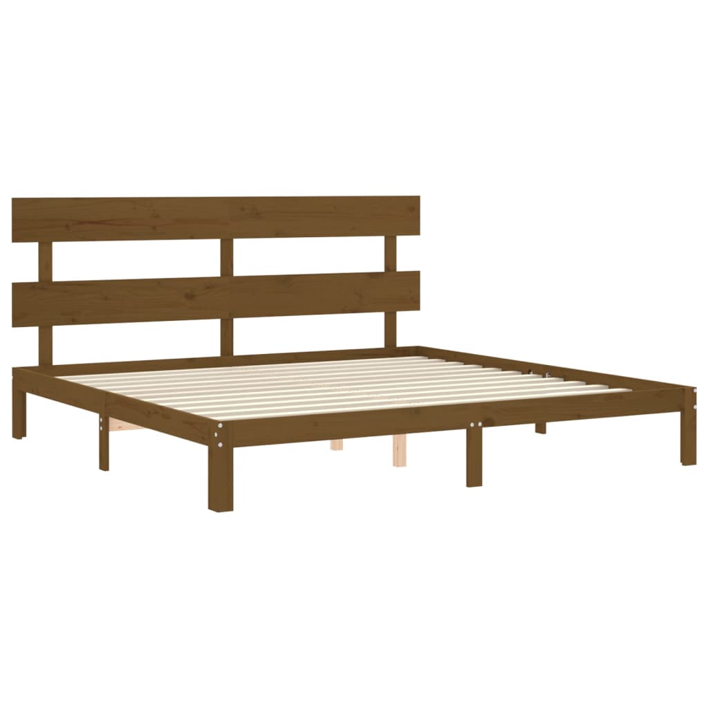 Cadre de lit sans matelas marron miel 200x200cm bois pin massif