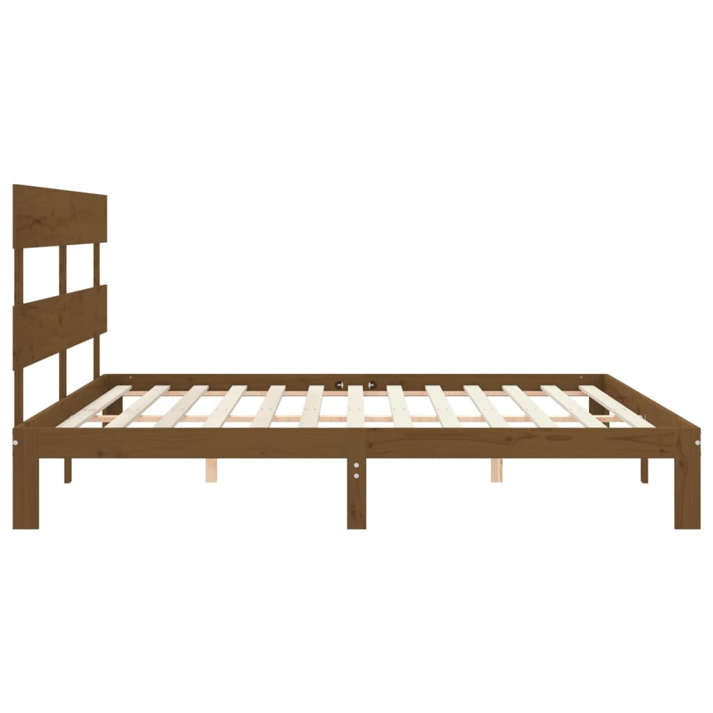 Cadre de lit sans matelas marron miel 200x200cm bois pin massif