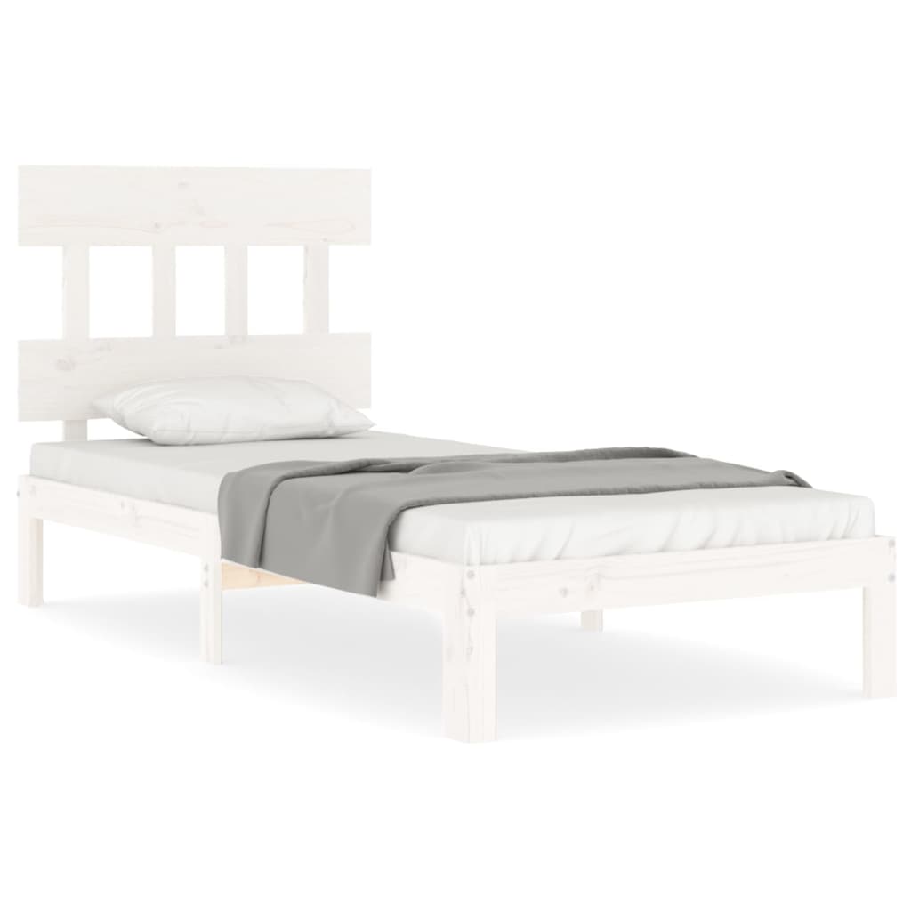 Cadre de lit sans matelas blanc bois de pin massif