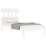 Cadre de lit sans matelas blanc bois de pin massif