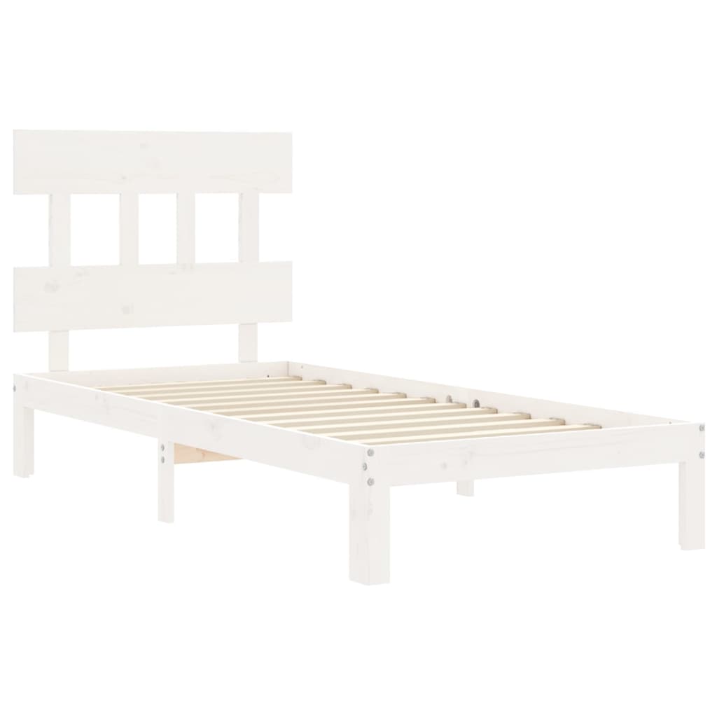 Cadre de lit sans matelas blanc bois de pin massif