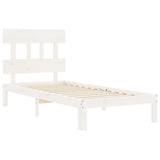 Cadre de lit sans matelas blanc bois de pin massif