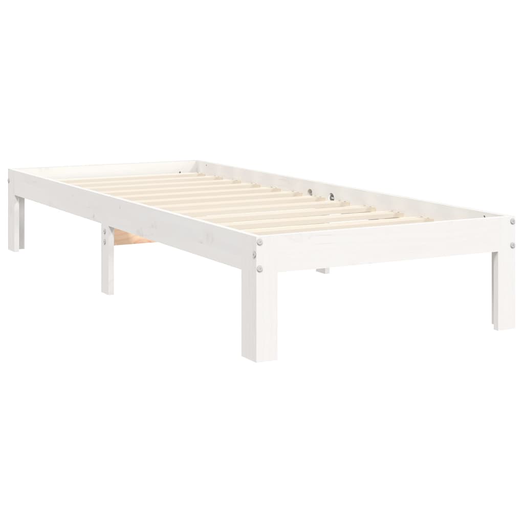 Cadre de lit sans matelas blanc bois de pin massif