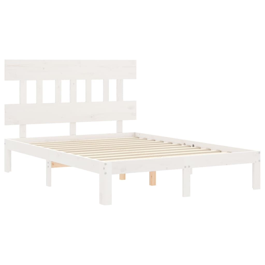 Cadre de lit sans matelas blanc bois de pin massif