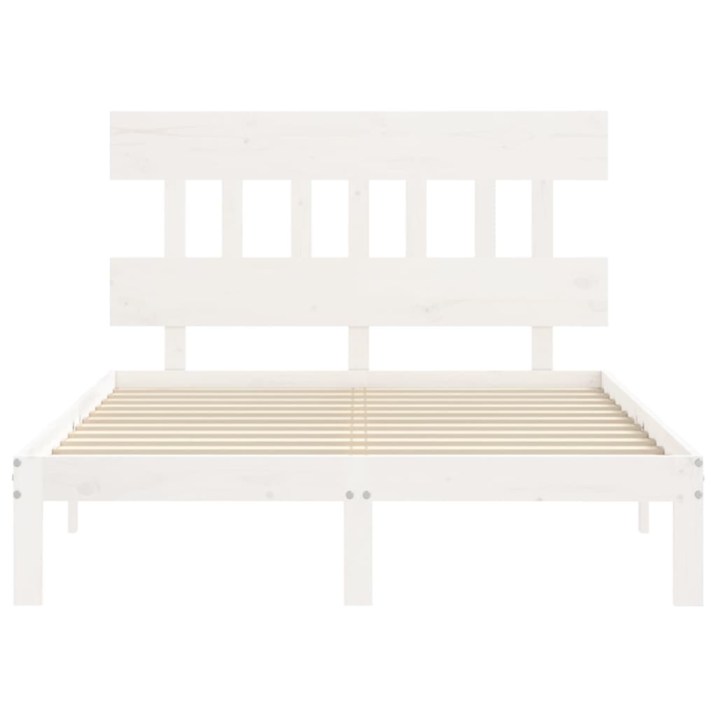 Cadre de lit sans matelas blanc bois de pin massif