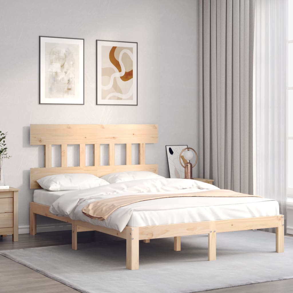 Bed frame without mattress solid pine wood