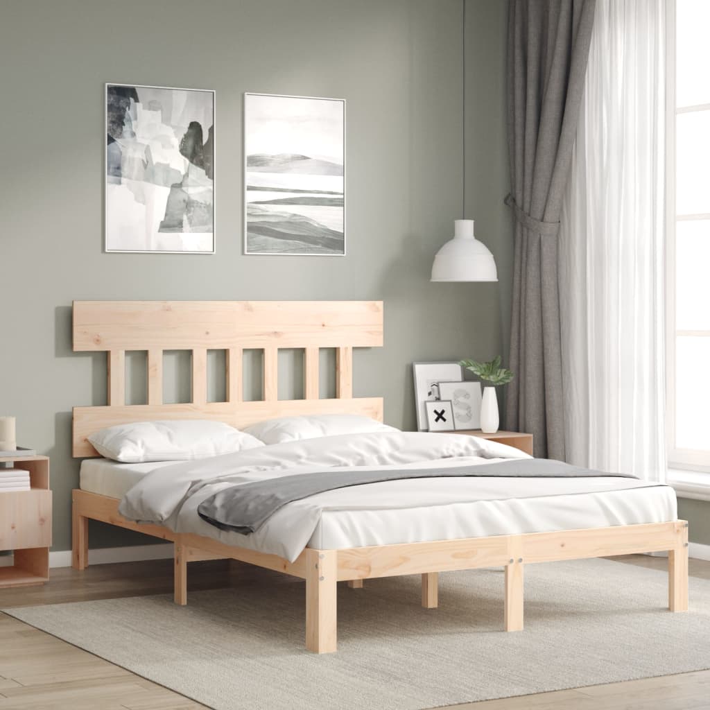 Bed frame without mattress solid pine wood