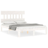 Cadre de lit sans matelas blanc bois de pin massif