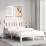 Cadre de lit sans matelas blanc bois de pin massif