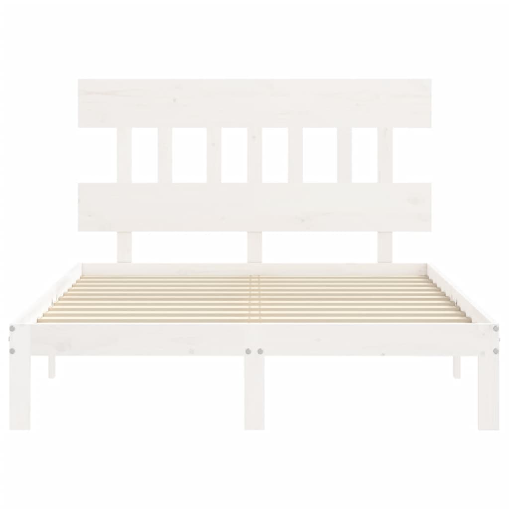 Cadre de lit sans matelas blanc bois de pin massif