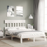 Cadre de lit sans matelas blanc bois de pin massif