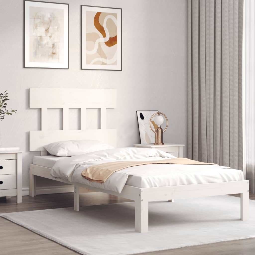 Cadre de lit sans matelas blanc 90x200 cm bois de pin massif