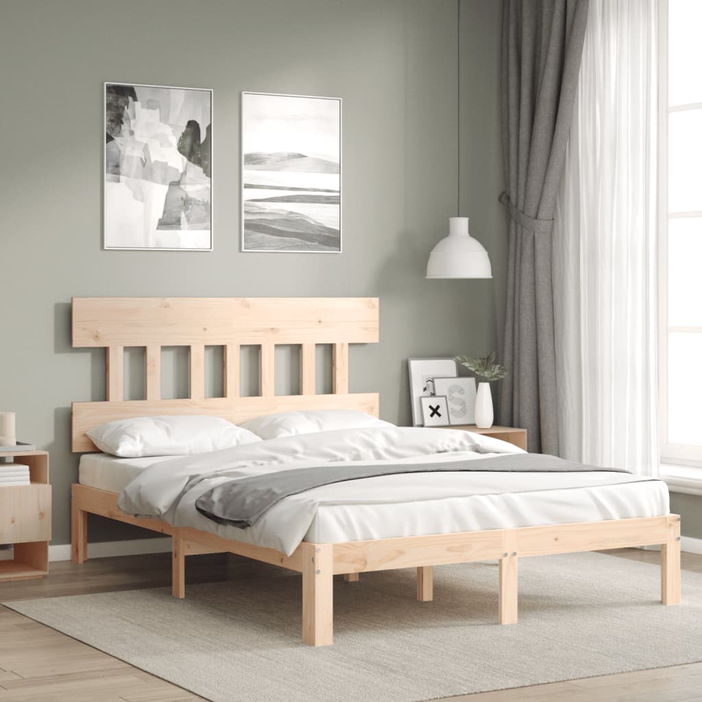 Bed frame without mattress 140x200 cm solid pine wood