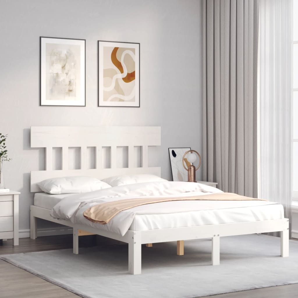 Cadre de lit sans matelas blanc 140x200 cm bois de pin massif