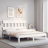 Cadre de lit sans matelas blanc bois de pin massif