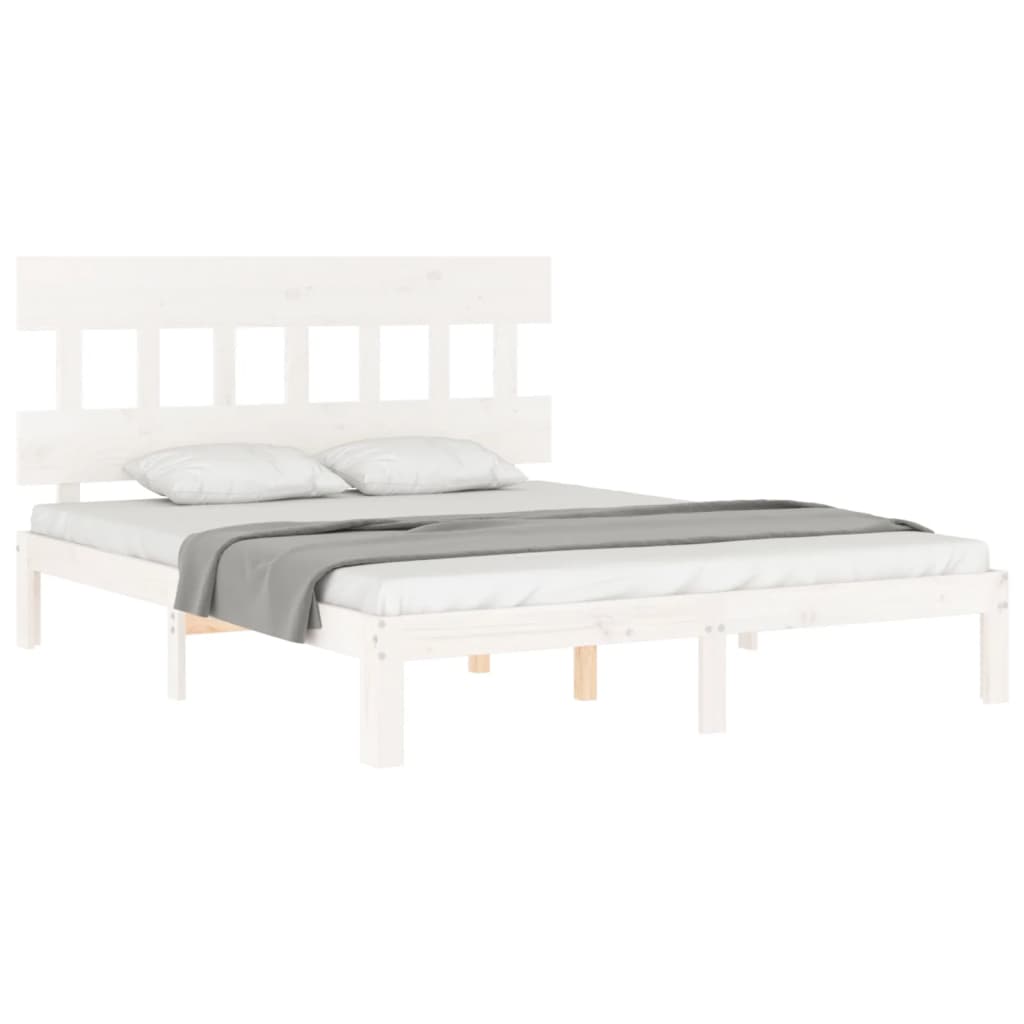 Cadre de lit sans matelas blanc bois de pin massif