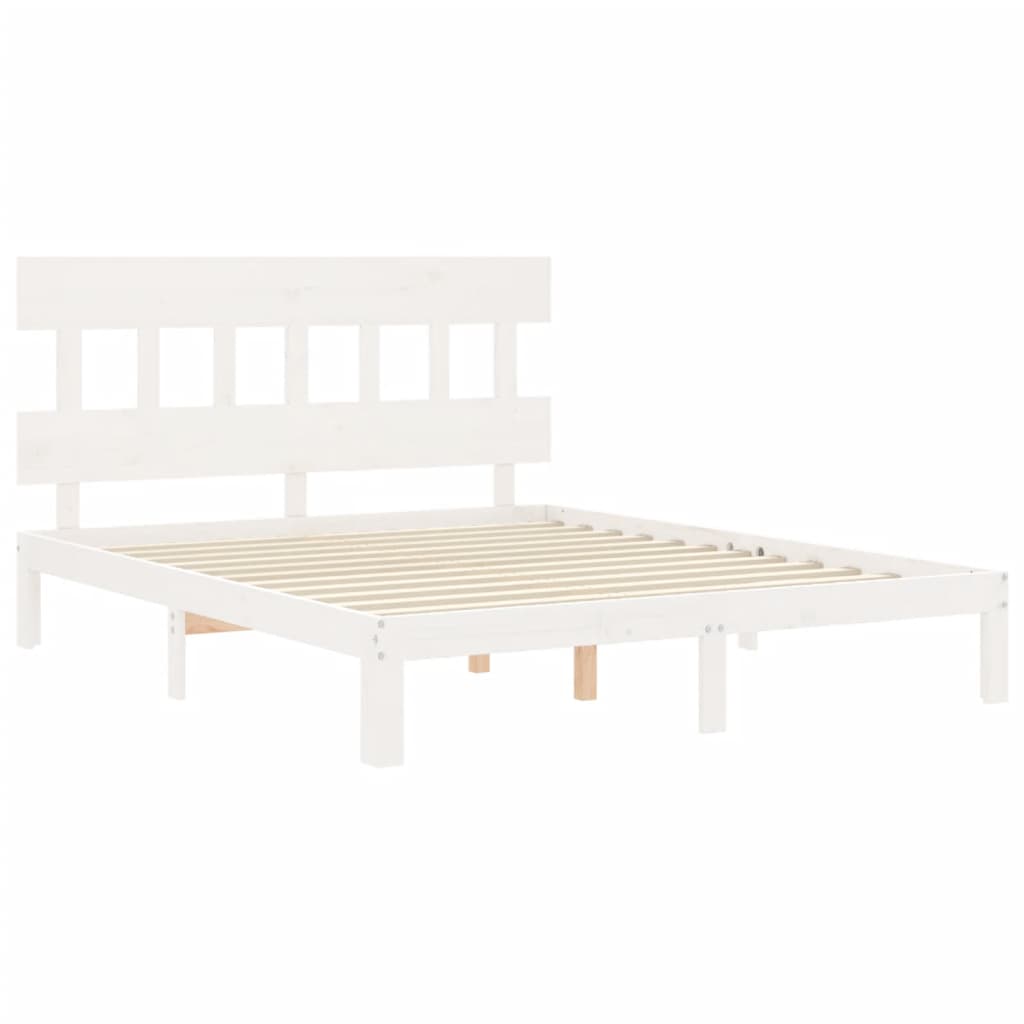 Cadre de lit sans matelas blanc bois de pin massif