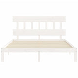 Cadre de lit sans matelas blanc bois de pin massif