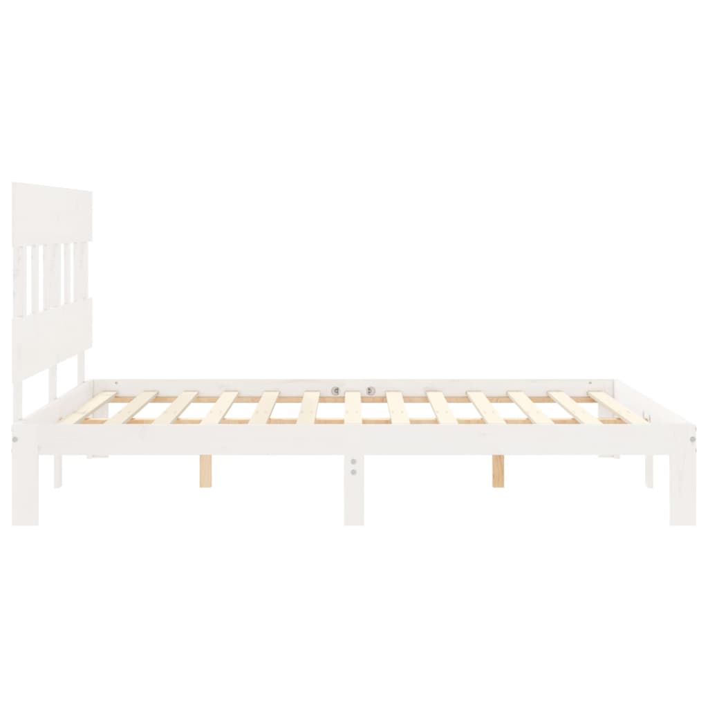 Cadre de lit sans matelas blanc bois de pin massif