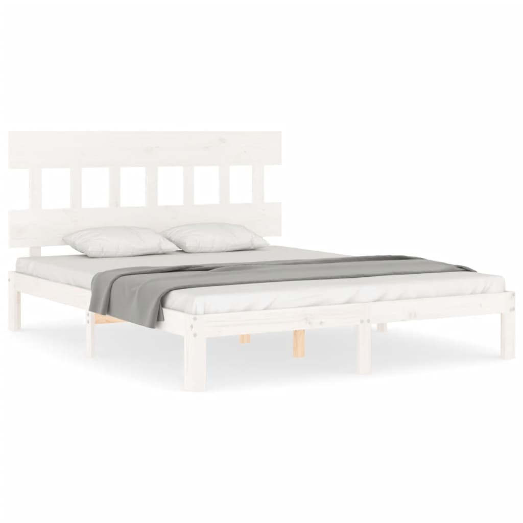 Cadre de lit sans matelas blanc 160x200 cm bois de pin massif