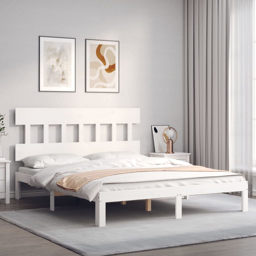 Cadre de lit sans matelas blanc 160x200 cm bois de pin massif