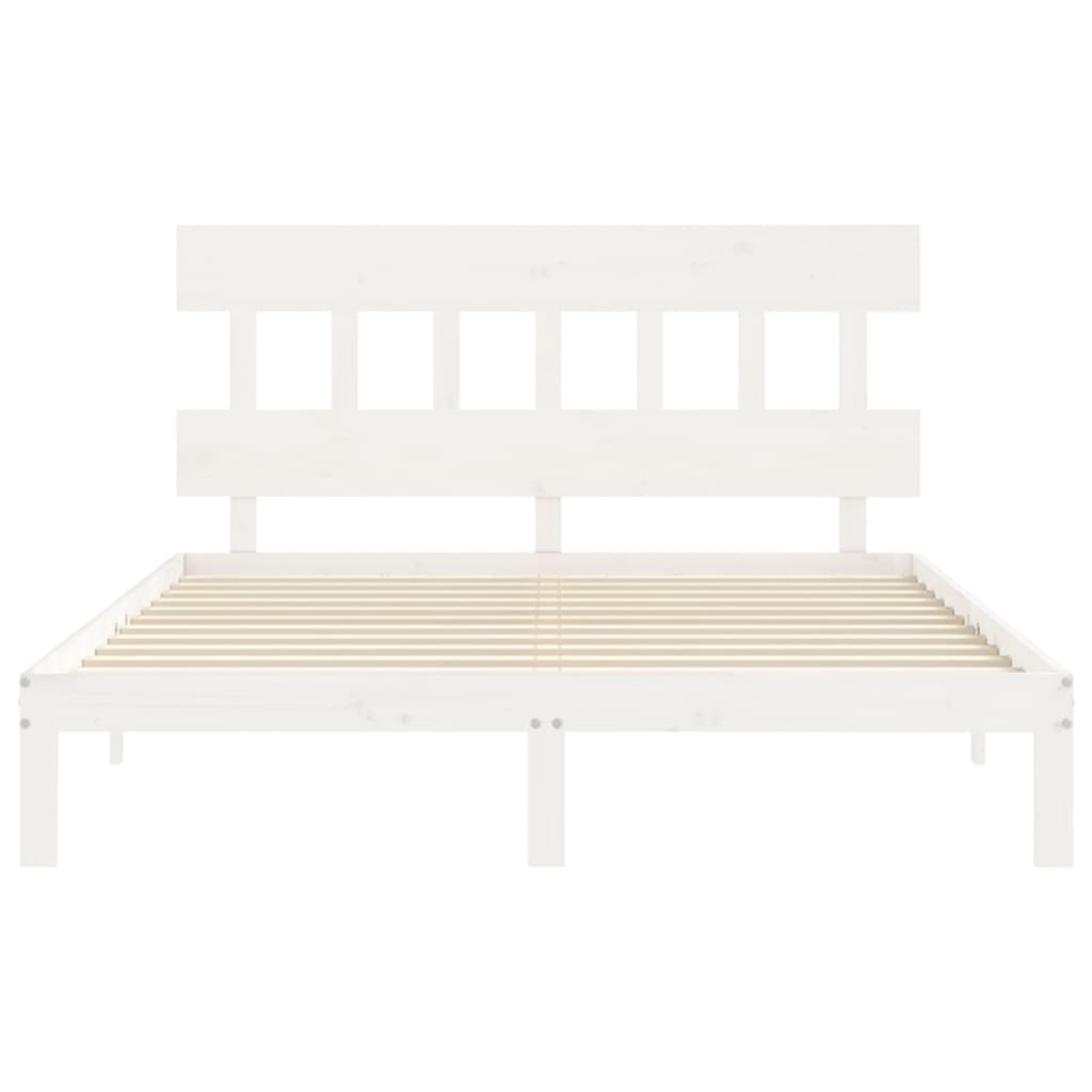 Cadre de lit sans matelas blanc 160x200 cm bois de pin massif