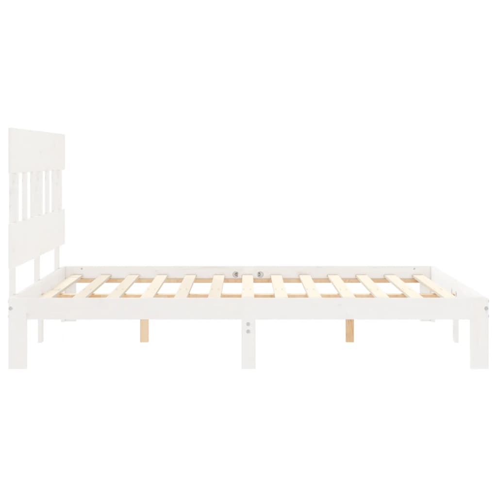 Cadre de lit sans matelas blanc 160x200 cm bois de pin massif