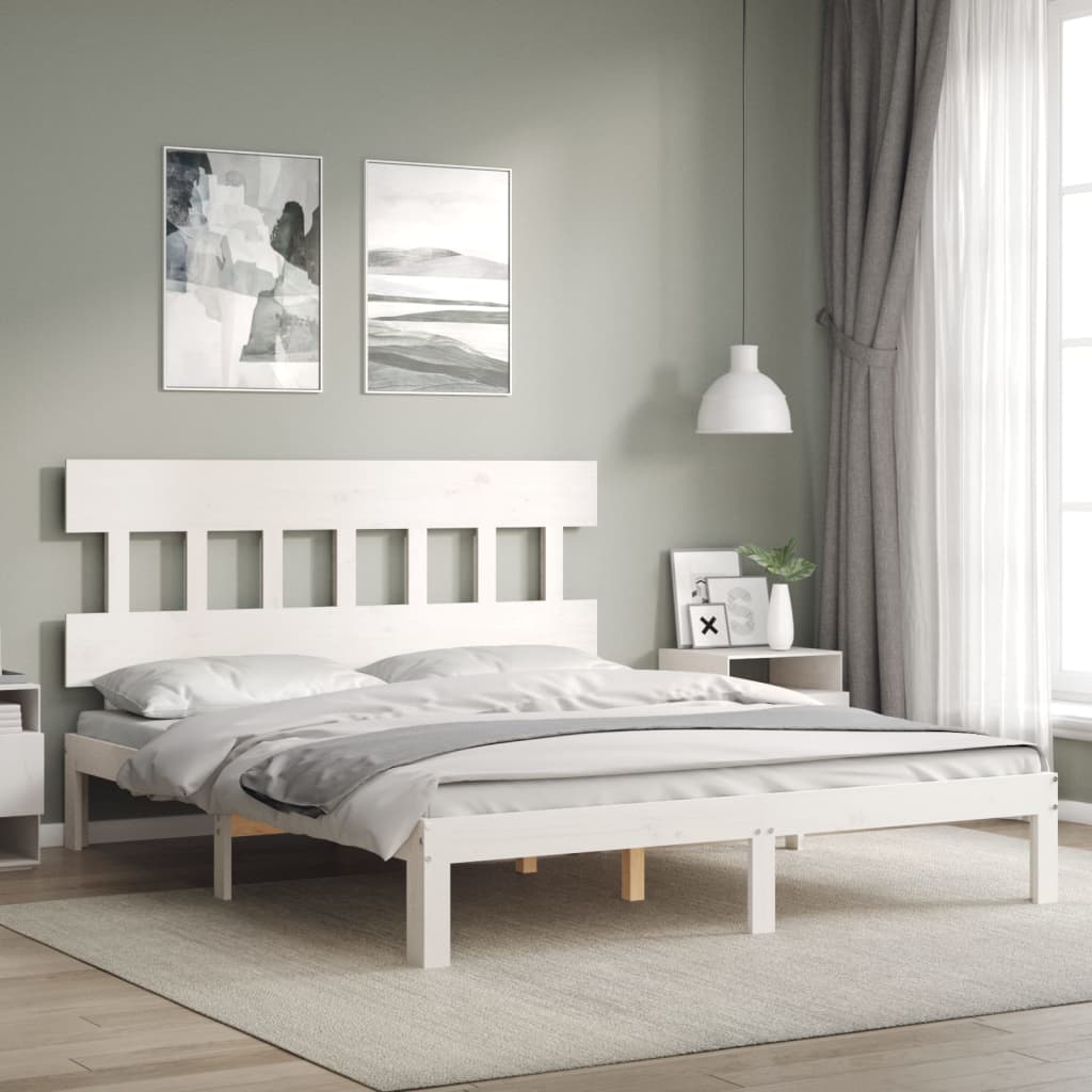 Cadre de lit sans matelas blanc 160x200 cm bois de pin massif