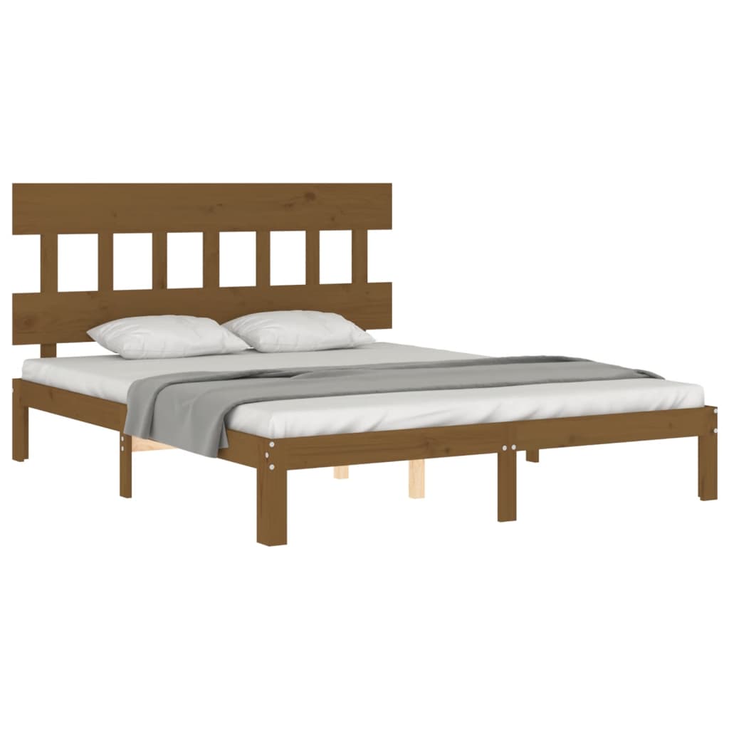 Cadre de lit sans matelas marron miel 160x200cm bois pin massif