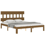 Cadre de lit sans matelas marron miel 160x200cm bois pin massif