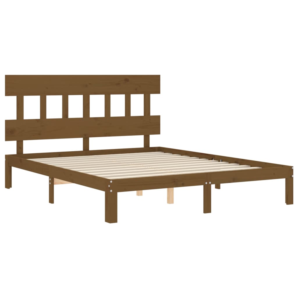 Cadre de lit sans matelas marron miel 160x200cm bois pin massif