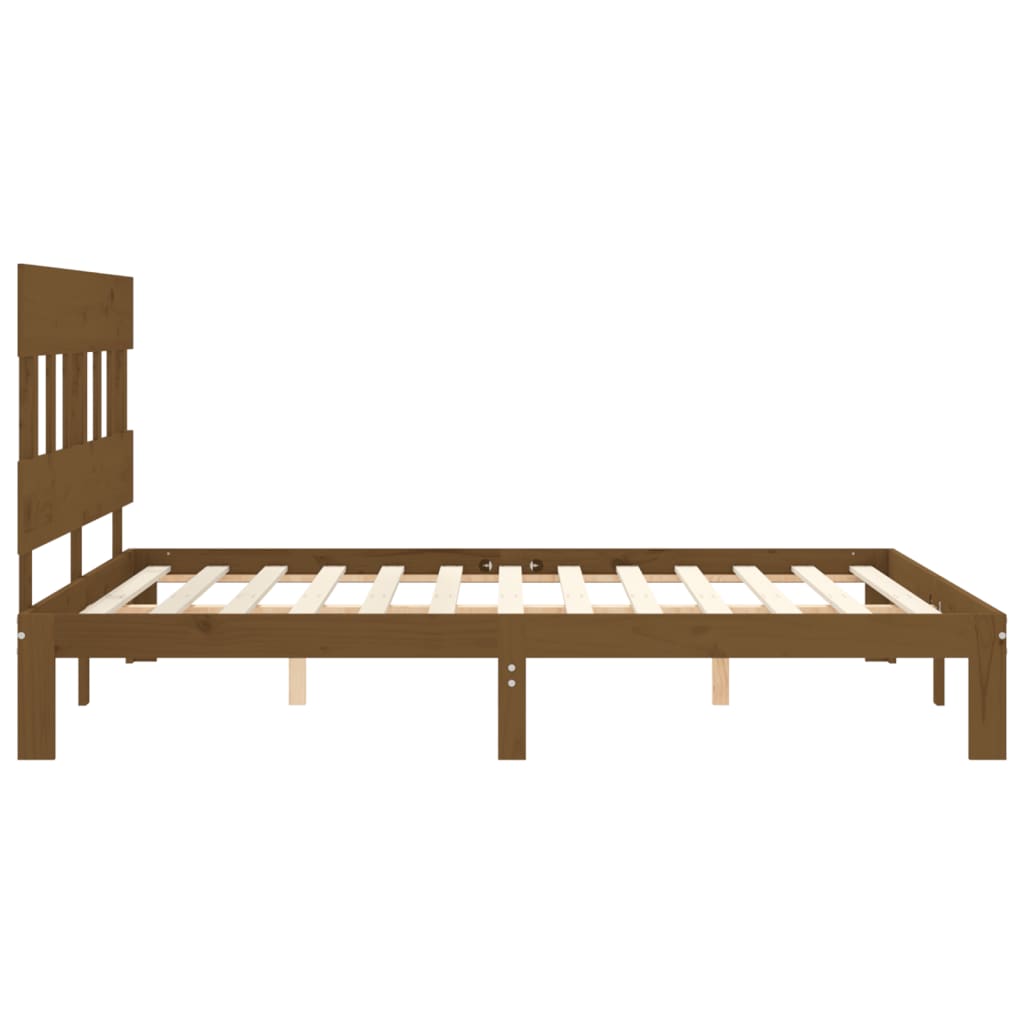 Cadre de lit sans matelas marron miel 160x200cm bois pin massif