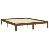 Cadre de lit sans matelas marron miel 160x200cm bois pin massif