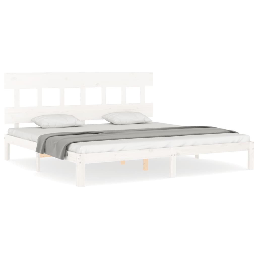 Cadre de lit sans matelas blanc bois massif de pin