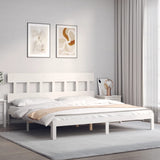 Cadre de lit sans matelas blanc bois massif de pin