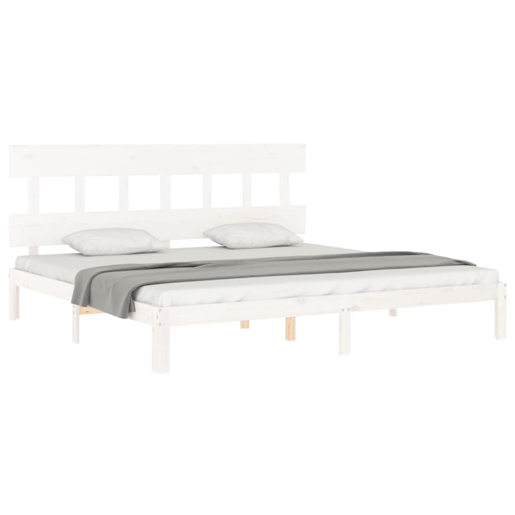 Cadre de lit sans matelas blanc bois massif de pin